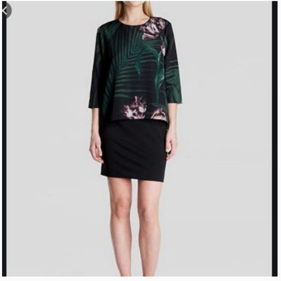 Ted Baker Palm Floral overhang tunic dress size 3 nwot - Picture 2 of 14